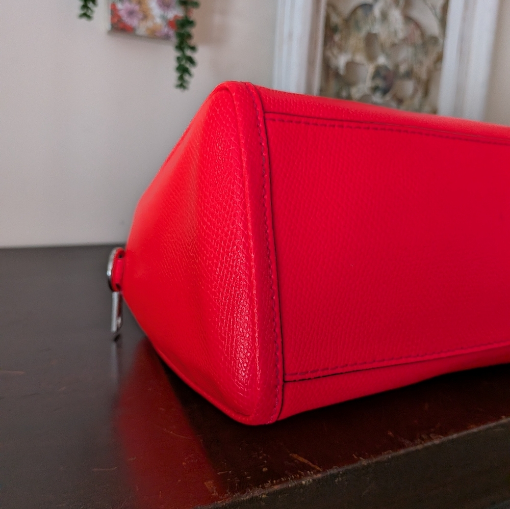 COACH Bennett Mini Satchel in Neon Orange Crossgrain Leather - Picture 8 of 11